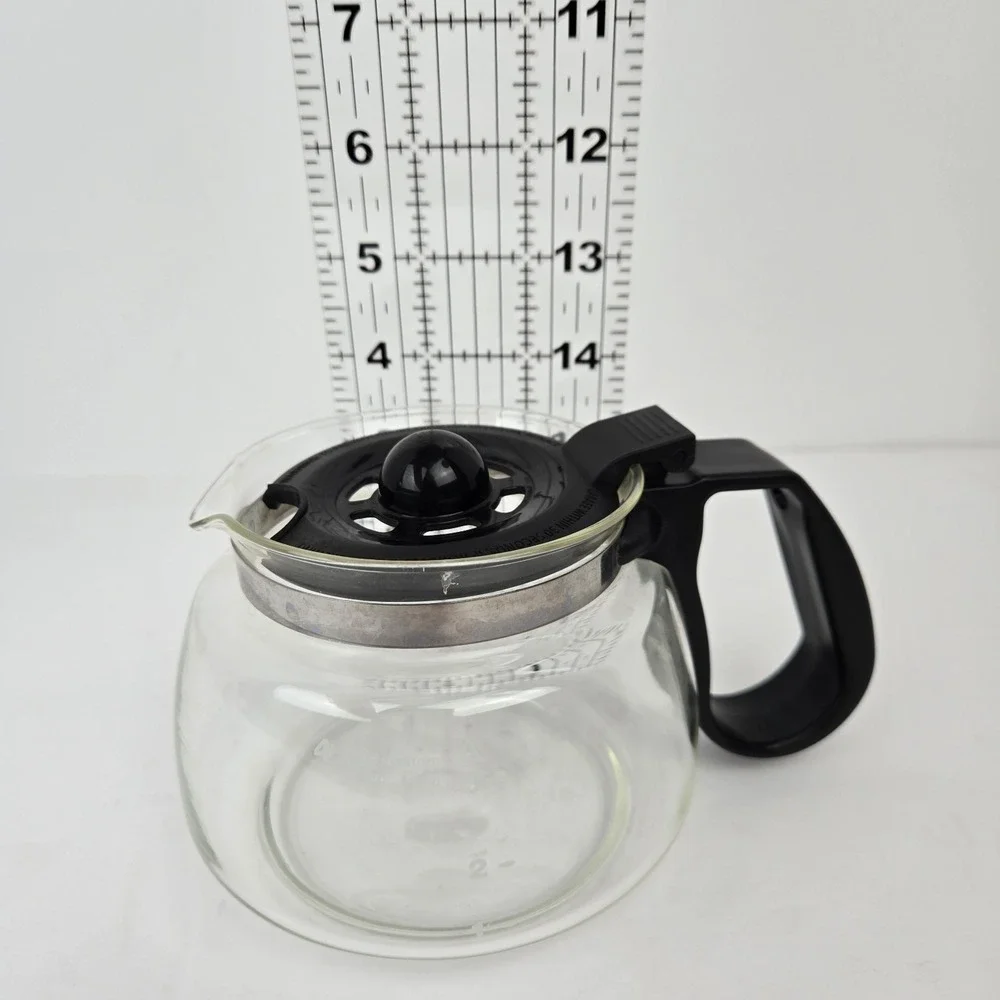 MR COFFEE 4‎ CUP GLASS REPLACEMENT POT CARAFE DECANTER BLACK Lid WITH Handle